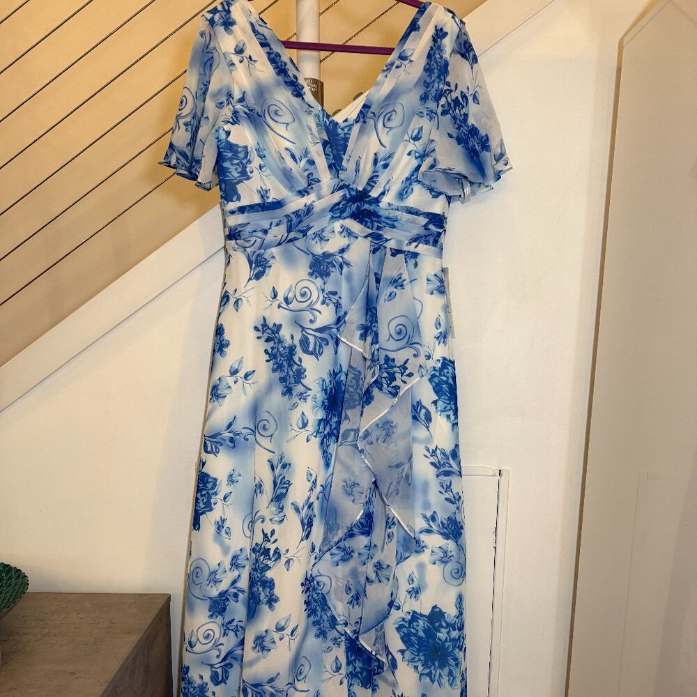 Floral Chiffon Corset Back Long Dress